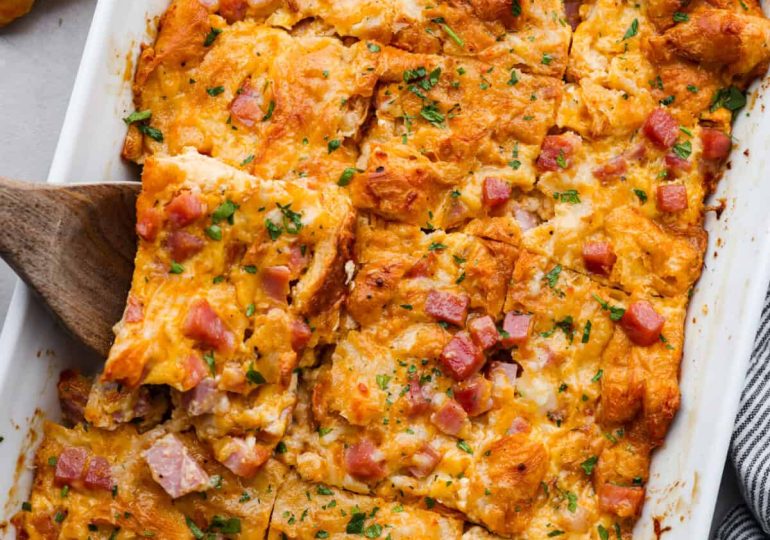 Ham and Cheese Croissant Casserole