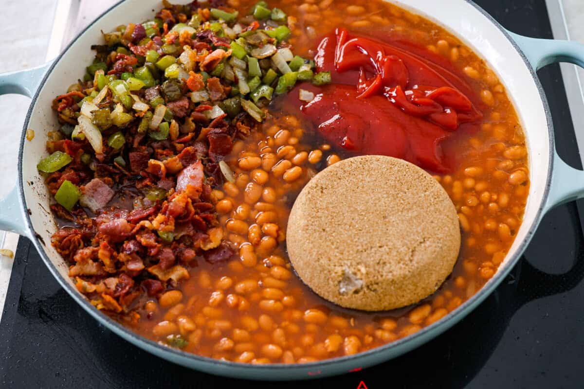 Third photo of the ingredients combined in a pan.