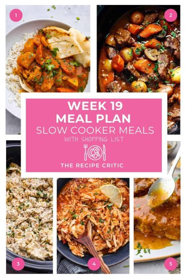 Weekly Meal Plan #19: Slow Cooker Meals