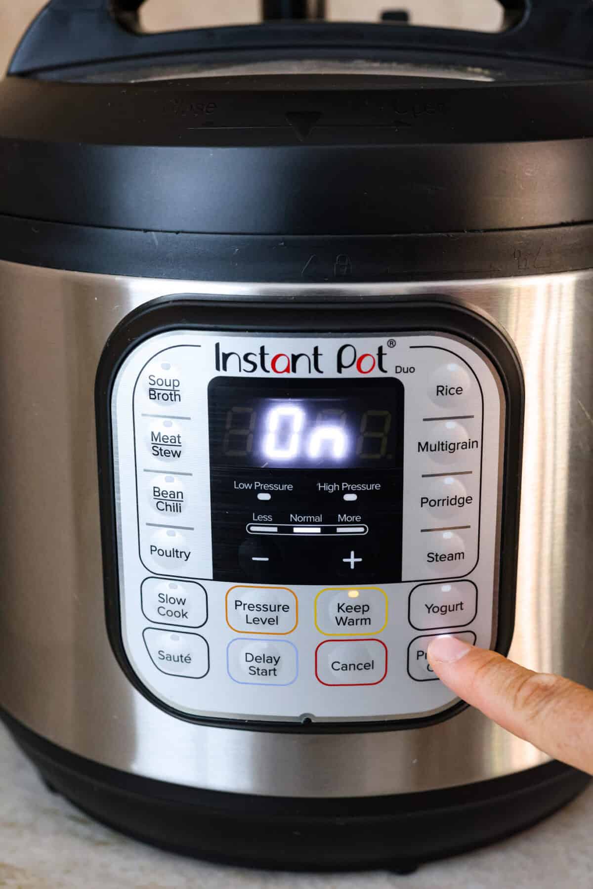 First photo of turning on the Instant Pot.