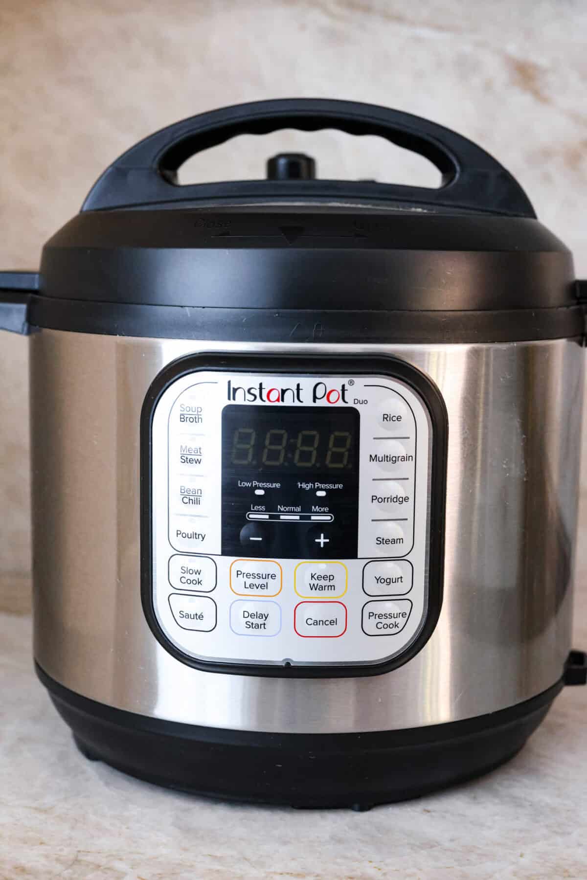 Close front view of the Instant pot.