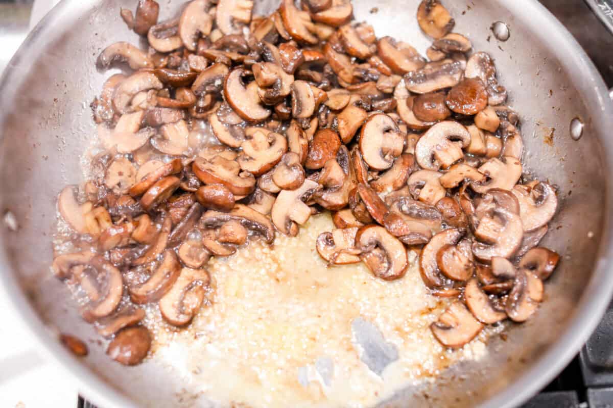 Second photo of the butter and garlic added to the skillet.