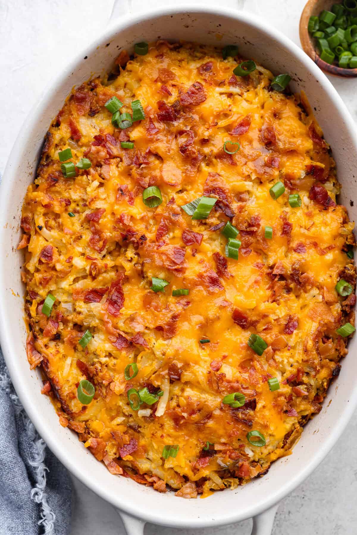 Overhead shot of amish breakfast casserole.