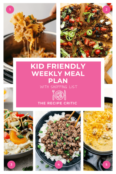 Kid Friendly Weekly Meal Plan